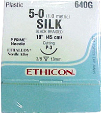 Suture Silk Black Braided P3 5/0 18''12/Bx