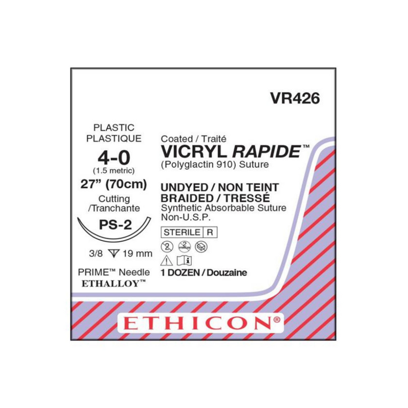 Suture Vicryl Rapide Polyglactin 910 4-0 18" PS-2 12/Bx