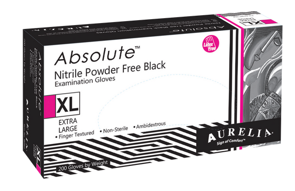 Aurelia Absolute Black Nitrile Gloves 200/Bx