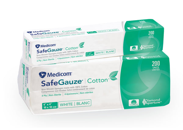 SafeGauze Cotton Sponge NW 2x2 4-Ply 4000/Cs