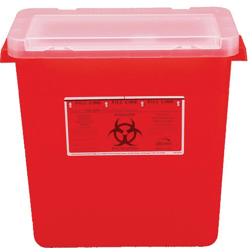 Sharps Container Red 14 Quart Chimney Top