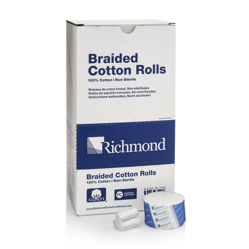 Cotton Rolls Braided Large N/S 1/2" x 1.5" 1000/Bx