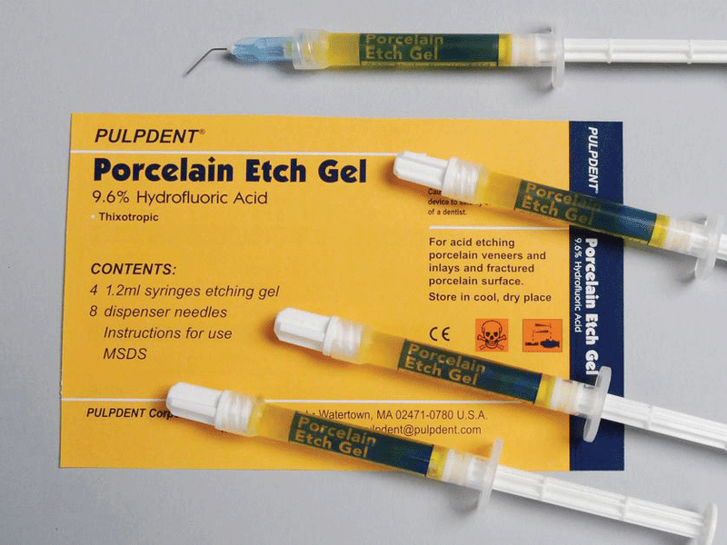 Porcelain Etch Gel Small Syringe Kit 4 x 1.2ml Syringes, Tip